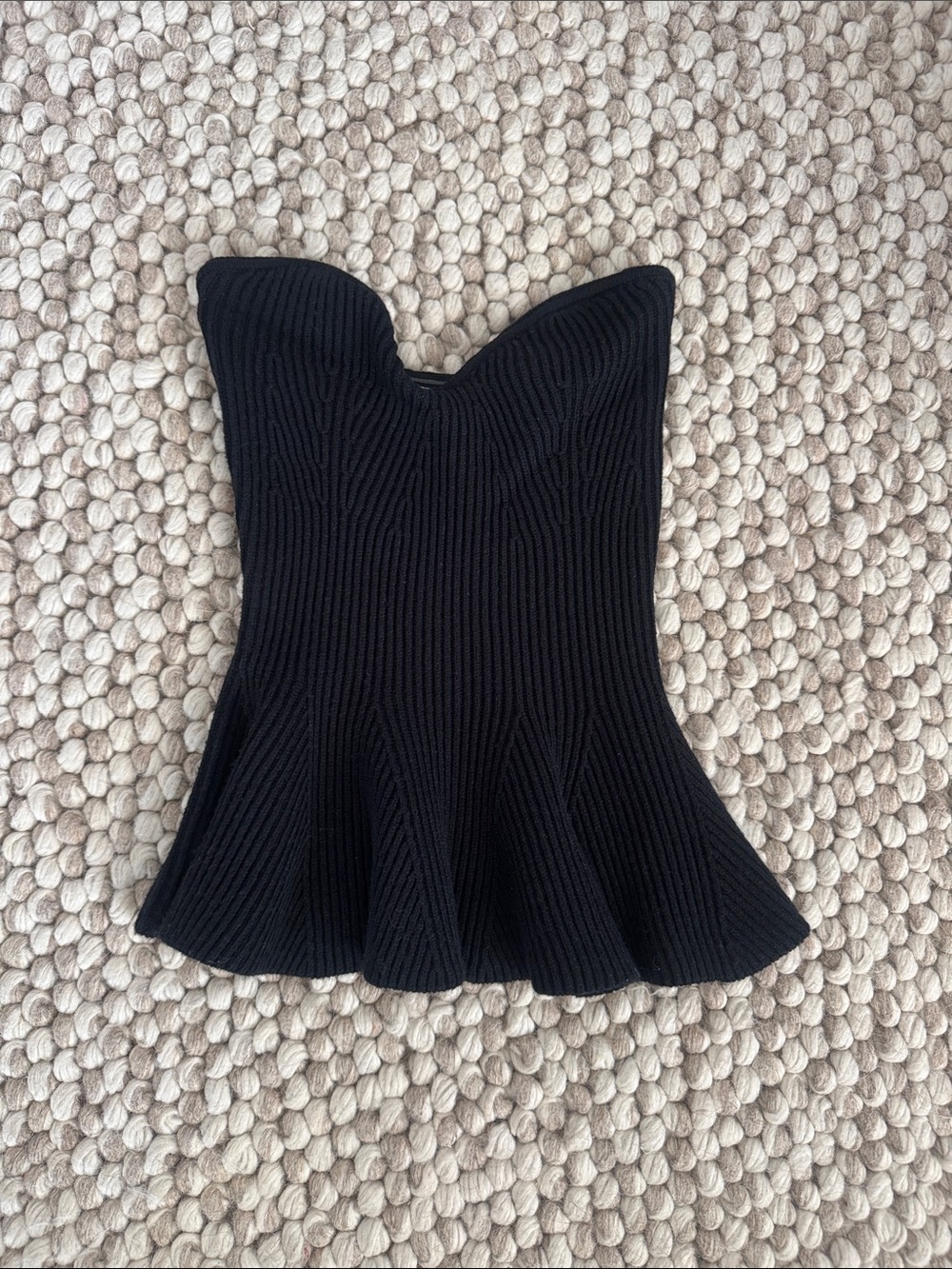 Strapless Black Ribbed Top